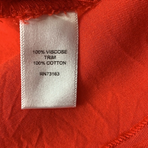 Spence red orange flowing tank with embellished v neckline L - Picture 6 of 8